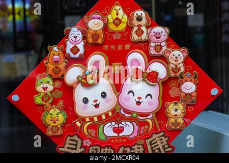 London, UK. 22nd Jan, 2023. London Chinatown celebrating Lunar New Year 2023, Year of the Rabbit. Credit: Marcin Rogozinski/Alamy Live News Stock Photo