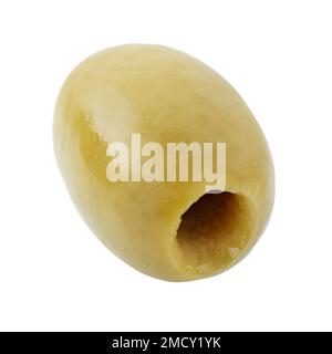 Pitted canned olives isolated on white background. File contains clipping path. Full depth of field. Stock Photo