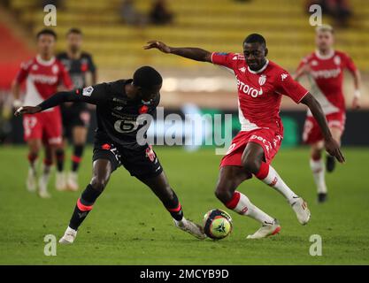 BUDAPEST, HUNGARY - OCTOBER 27: Youssouf Fofana of AS Monaco controls the  ball during the UEFA Europa League group H match between Ferencvarosi TC  and AS Monaco at Ferencvaros Stadium on October