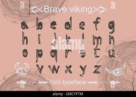 Modern color alphabet in paper cut style. Typography children viking theme slogan or poster. Scandinavian theme for great design, kids posters, t Stock Vector