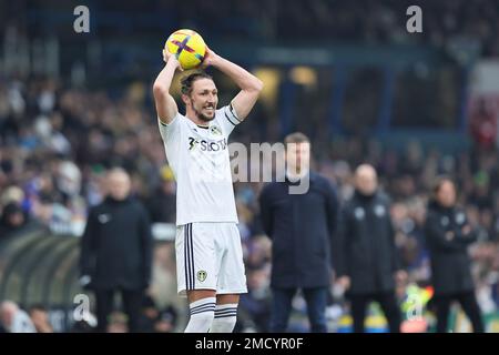 Luke Ayling of Leeds United smiles during the Premier League match between Leeds United and Brentford at Elland Road, Leeds on Sunday 22nd January 2023. (Credit: Pat Scaasi | MI News ) Credit: MI News & Sport /Alamy Live News Stock Photo