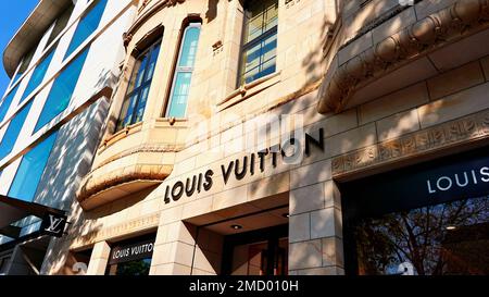 Louis Vuitton store on Königsallee in Düsseldorf/Germany. Königsallee is Düsseldorf's luxury shopping boulevard.