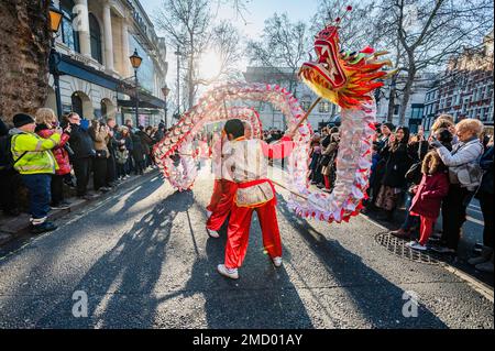 London, UK. 22nd Jan, 2023. Chinese New Year Celebrations return (after covid) for 2023, the Year of the Rabbit, start in Chinatown, London. Credit: Guy Bell/Alamy Live News Stock Photo