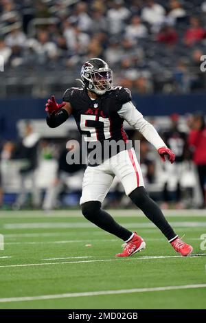 Atlanta Falcons linebacker Brandon Copeland (51) lines up on defense during  an NFL football game against the Carolina Panthers, Sunday, Dec. 12, 2021,  in Charlotte, N.C. (AP Photo/Brian Westerholt Stock Photo - Alamy