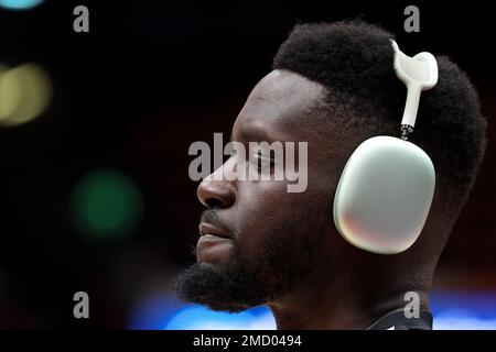 Milan, Italy, Italy. 20th Jan, 2023. Italy, Milan, jan 20 2023: Youssoupha Fall (Asvel center) during warm up about basketball game EA7 Emporio Armani Milan vs Asvel Villeurbanne, EuroLeague 2022-2023 round20 (Credit Image: © Fabrizio Bertani/Pacific Press via ZUMA Press Wire) EDITORIAL USAGE ONLY! Not for Commercial USAGE! Stock Photo