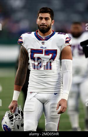 Buffalo Bills defensive end A.J. Epenesa (57) walks off the field after