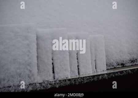 snow covered stairs Stock Photo