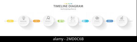 Infographic template for business. 5 Steps Modern Timeline diagram with circle topics, presentation vector infographic. Stock Vector