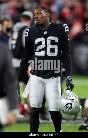 Las Vegas Raiders cornerback Nevin Lawson (26) during an NFL preseason  football game against the Los Angeles Rams Saturday, Aug. 21, 2021, in  Inglewood, Calif. (AP Photo/Kyusung Gong Stock Photo - Alamy