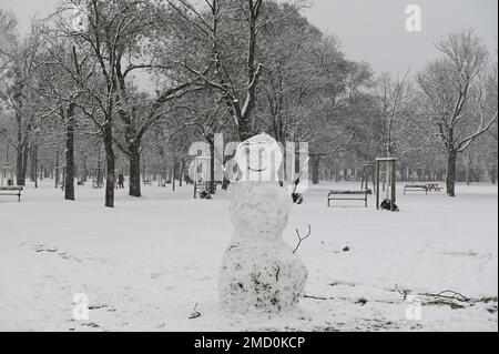 Vienna, Austria. 22nd January, 2023. The first snow in Vienna in the Prater Stock Photo