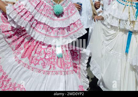 Close-up to Panamanian traditional costume Stock Photo