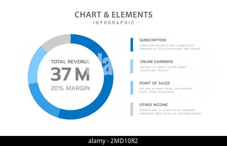 Infographic template for business. Modern Sales graph diagram with revenue pie chart, presentation vector infographic. Stock Vector