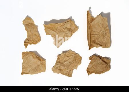 Torn sheets of old paper. Torn vintage paper shreds set. Stock Photo