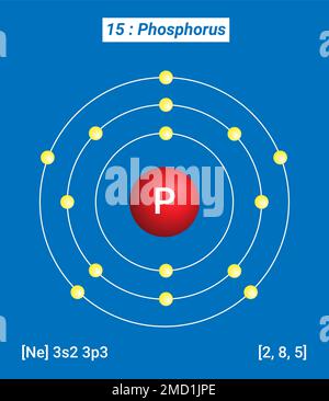 P Phosphorus, Periodic Table of the Elements, Shell Structure of Phosphorus Stock Vector