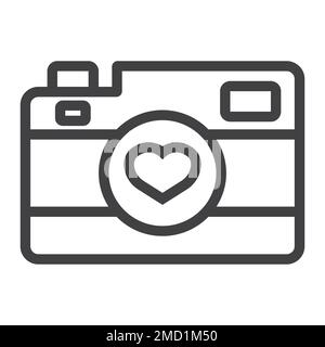 Love camera line icon, valentines day and romantic, photography sign vector graphics, a linear pattern on a white background, eps 10. Stock Vector