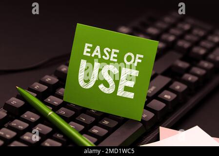 Conceptual caption Ease Of Use. Word Written on User friendly easy to operate simple technology for everybody Stock Photo
