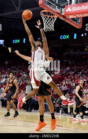 Arkansas guard JD Notae (1) drives against South Carolina during an ...