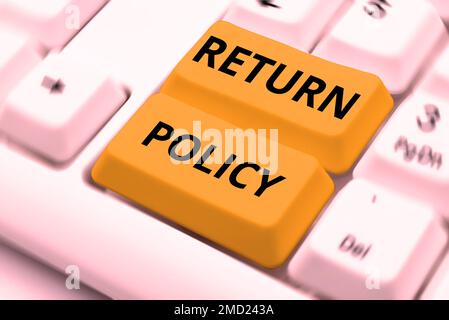 Conceptual display Return Policy. Word Written on Tax Reimbursement Retail Terms and Conditions on Purchase Stock Photo