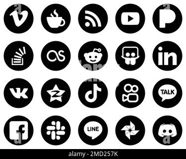 Flat Circle White Icon Set message. douyin. discord and twitch 20 Stylish  Icons Stock Vector Image & Art - Alamy