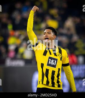 Dortmund, Germany. 22nd Jan, 2023. Goal celebration: Jude ...