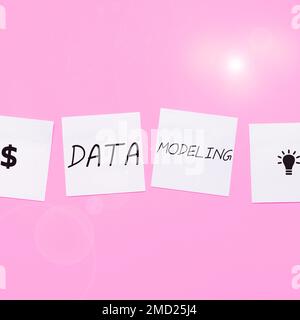 Sign displaying Data Modeling, Word for process of transferring data between data storage systems Stock Photo