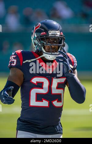 September 12, 2021: Houston Texans defensive back Desmond King (25) leaves  the field after an NFL football game between the Jacksonville Jaguars and  the Houston Texans at NRG Stadium in Houston, TX.