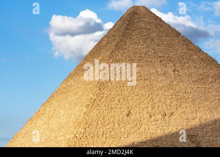 Top part of the highest Giza pyramid of Khufu or Cheops Stock Photo