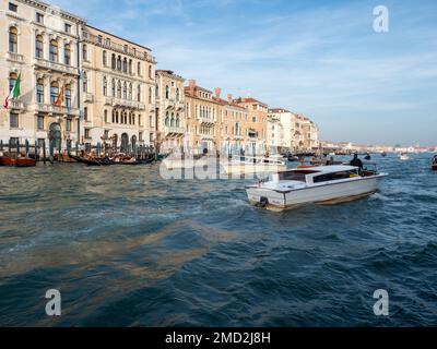 October 31, 2022 - Venice, Italy: Boats navigating in the grand canal of Venice. Tourism concept. Stock Photo
