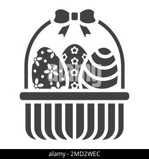 Easter Eggs In Basket glyph icon, easter and holiday, decor sign vector graphics, a solid pattern on a white background, eps 10. Stock Vector