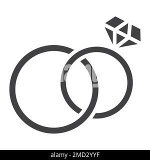 Wedding rings glyph icon, valentines day and romantic, jewel sign vector graphics, a solid pattern on a white background, eps 10. Stock Vector