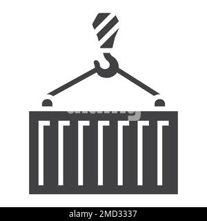 Container glyph icon, logistic and delivery, crane sign vector graphics, a solid pattern on a white background, eps 10. Stock Vector