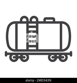 Cistern oil train line icon, logistic and delivery, cargo railway sign vector graphics, a linear pattern on a white background, eps 10. Stock Vector