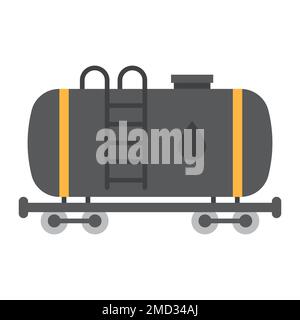 Cistern oil train flat icon, logistic and delivery, cargo railway sign vector graphics, a colorful solid pattern on a white background, eps 10. Stock Vector
