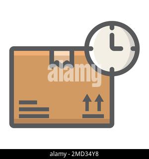 Delivery Time filled outline icon, logistic and delivery, clock sign vector graphics, a colorful line pattern on a white background, eps 10. Stock Vector