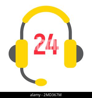 Customer support flat icon, service and help, 24 7 service sign vector graphics, a colorful solid pattern on a white background, eps 10. Stock Vector