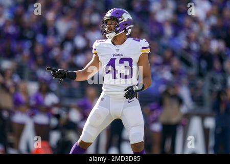 Minnesota Vikings cornerback Camryn Bynum (43) in action during the first  half of an NFL football game against the Baltimore Ravens, Sunday, Nov. 7,  2021, in Baltimore. (AP Photo/Julio Cortez Stock Photo - Alamy