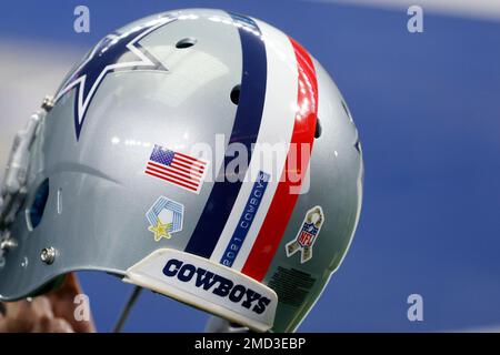 A Dallas Cowboys are honoring Medal of Honor recipients and the U.S. Armed  forces by placing stickers on the back of their helmets for their NFL  football game against the Denver Broncos