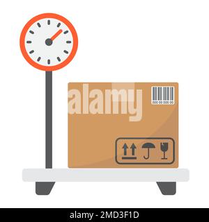 Box on storage scale flat icon, logistic and delivery, platform scale sign vector graphics, a colorful solid pattern on a white background, eps 10. Stock Vector
