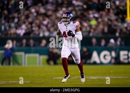 New York Giants' Tomon Fox plays during an NFL football game, Sunday, Jan. 8,  2023, in Philadelphia. (AP Photo/Matt Slocum Stock Photo - Alamy