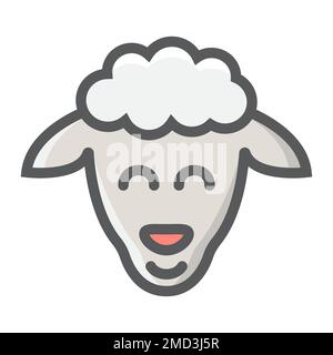 Sheep filled outline icon, easter and holiday, lamb sign vector graphics, a colorful line pattern on a white background, eps 10. Stock Vector