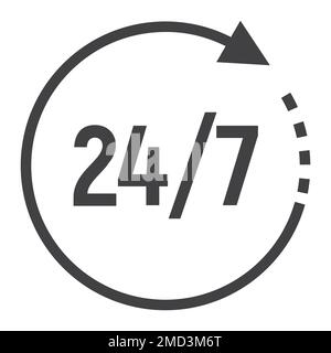 Passage time line icon, 24 hour assistance and round the clock, sign vector graphics, a linear pattern on a white background, eps 10. Stock Vector