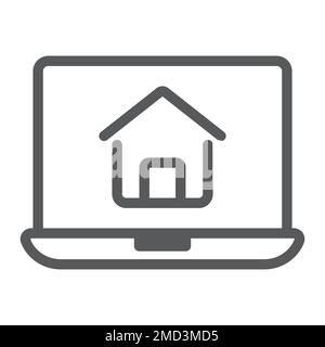 Online house shopping line icon, real estate and home, search sign vector graphics, a linear pattern on a white background, eps 10. Stock Vector