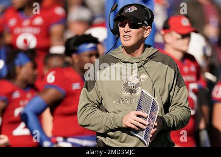 Kansas Head Coach Lance Leipold Watches During The Second Half Of An ...