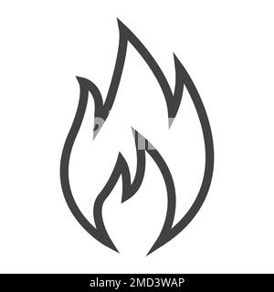 Flammable symbol line icon, logistic and delivery, fire sign vector graphics, a linear pattern on a white background, eps 10. Stock Vector