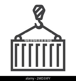 Container line icon, logistic and delivery, crane sign vector graphics, a linear pattern on a white background, eps 10. Stock Vector