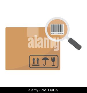 Tracking parcel flat icon, logistic and delivery, find barcode sign vector graphics, a colorful solid pattern on a white background, eps 10. Stock Vector