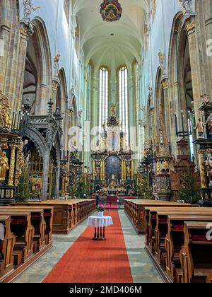 Prague, Republic Czech, View inside Historic Gothic Church,  Church of Our Lady before Týn Stock Photo