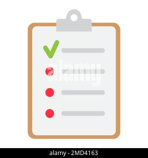 Checklist flat icon, clipboard and note, checkmark sign vector graphics, a colorful solid pattern on a white background, eps 10. Stock Vector