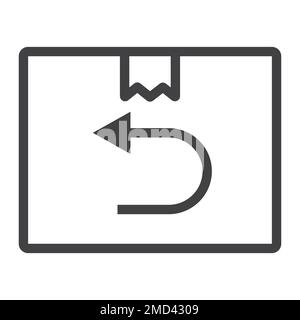 Return shipping line icon, logistic and delivery, cardboard box sign vector graphics, a linear pattern on a white background, eps 10. Stock Vector