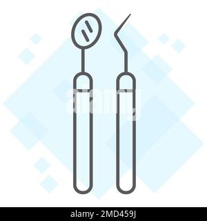 Dentist Tools thin line icon, stomatology and dental, care sign vector graphics, a linear pattern on a white background, eps 10. Stock Vector